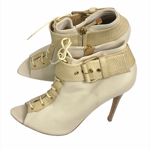 Devi Kroell Nude Peep Toe Booties Size 39.5 - Picture 1 of 10